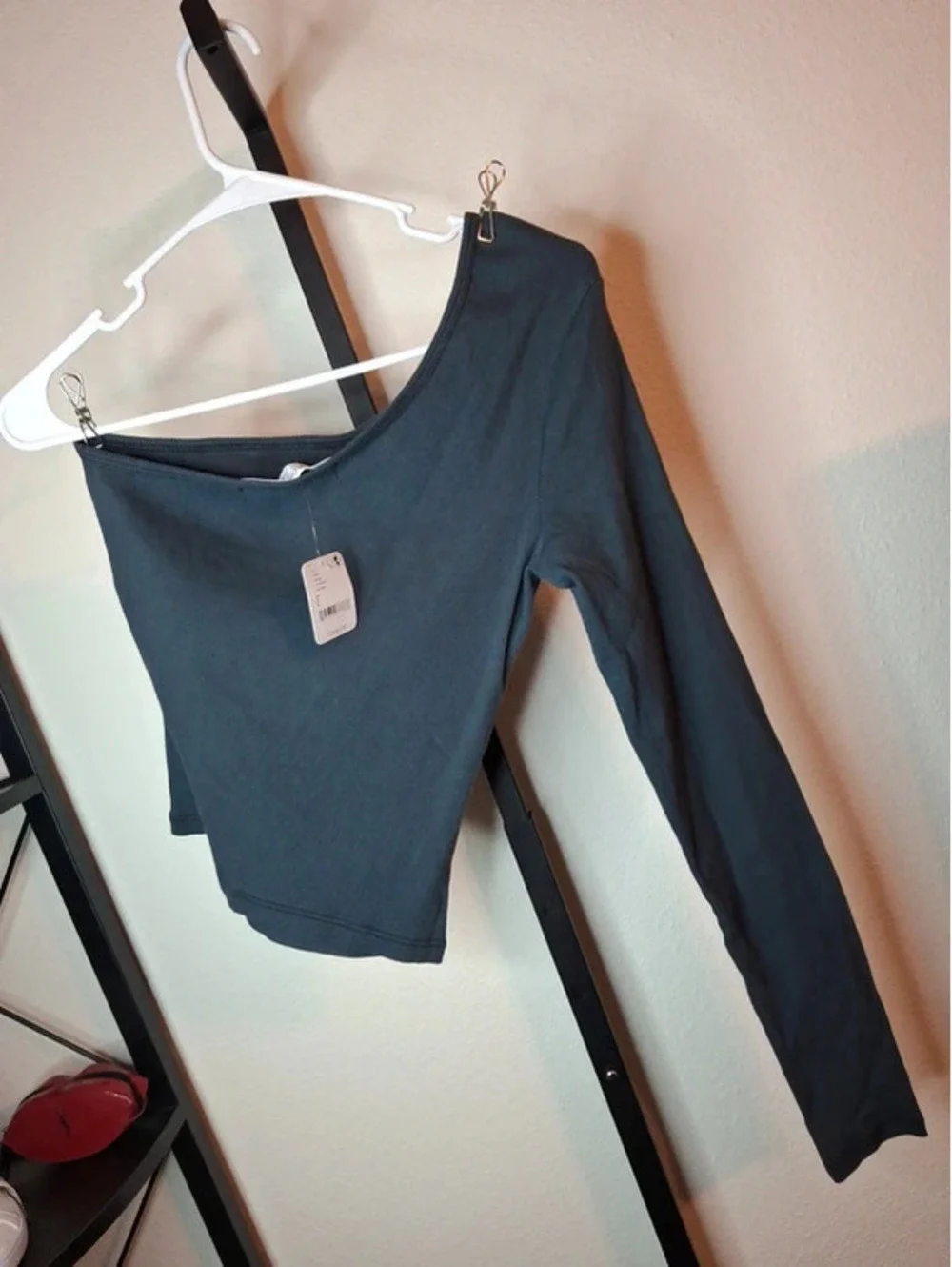 Daydreamer x Free People Vintage Black Lily One Shoulder Long Sleeve size L